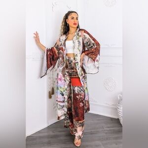 Floral Kimono and Pants Set